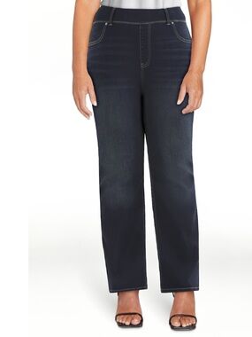 Terra & Sky 2 pairs Womens pull-on Bootcut Jeans  medium and dark wash size 0X